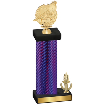 Accented Single Purple Carbon Fiber Victory Swimming Trophy