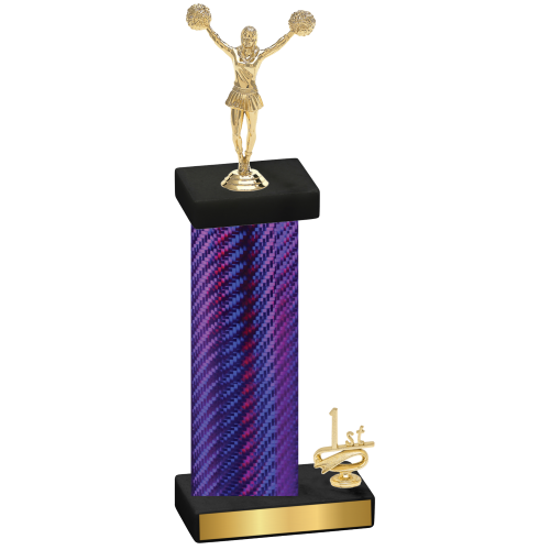 Accented Single Purple Carbon Fiber First Place Cheerleading Trophy