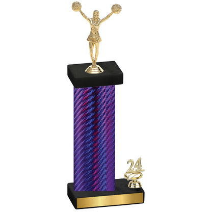 Accented Single Purple Carbon Fiber Year Cheerleading Trophy