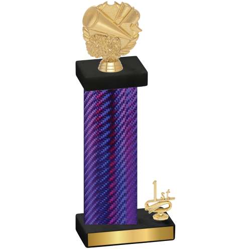 Accented Single Purple Carbon Fiber First Place Cheerleading Trophy