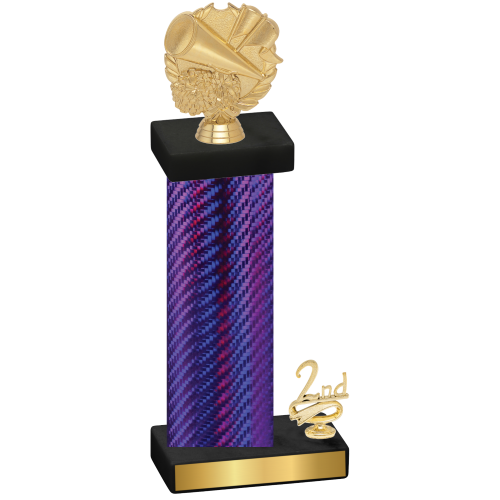 Accented Single Purple Carbon Fiber Second Place Cheerleading Trophy