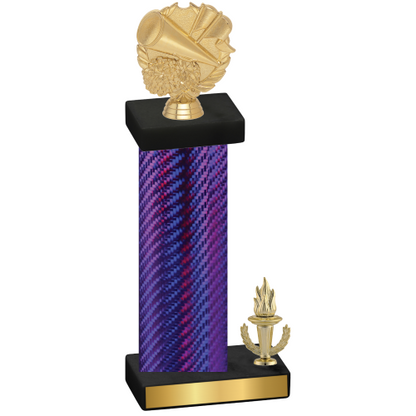 Accented Single Purple Carbon Fiber Victory Cheerleading Trophy