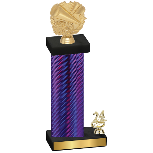 Accented Single Purple Carbon Fiber Year Cheerleading Trophy