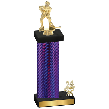 Accented Single Purple Carbon Fiber Year Hockey Trophy