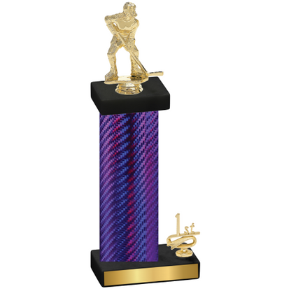 Accented Single Purple Carbon Fiber First Place Hockey Trophy