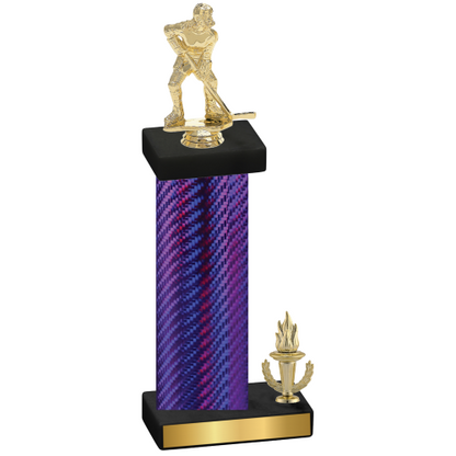 Accented Single Purple Carbon Fiber Victory Hockey Trophy