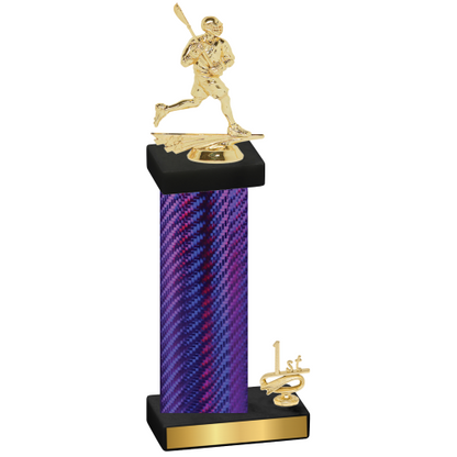 Accented Single Purple Carbon Fiber First Place Lacrosse Trophy