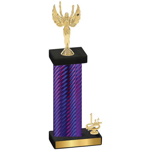 Accented Single Purple Carbon Fiber First Place Victory Trophy