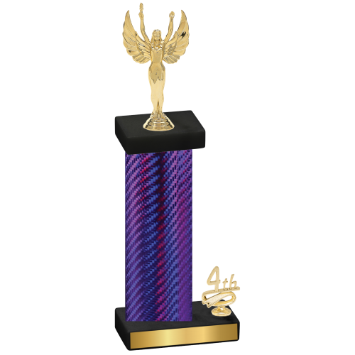 Accented Single Purple Carbon Fiber Fourth Place Victory Trophy
