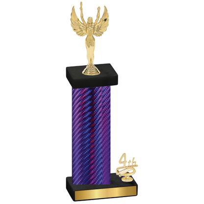 Accented Single Purple Carbon Fiber Fourth Place Victory Trophy