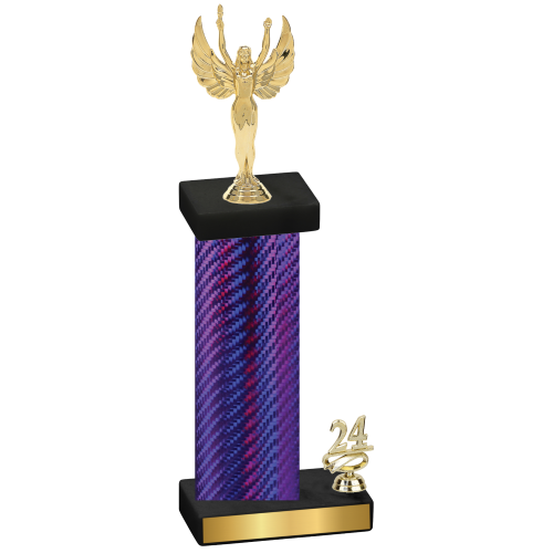 Accented Single Purple Carbon Fiber Year Victory Trophy