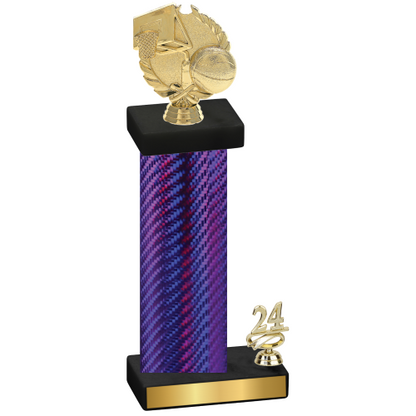 Accented Single Purple Carbon Fiber Year Basketball Trophy