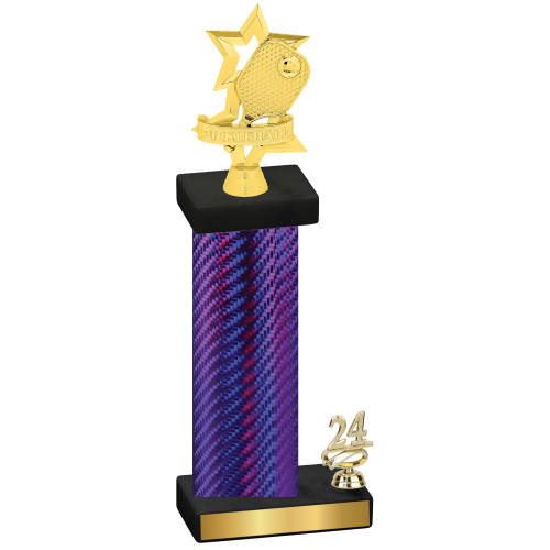 Accented Single Purple Carbon Fiber Year Pickleball Trophy