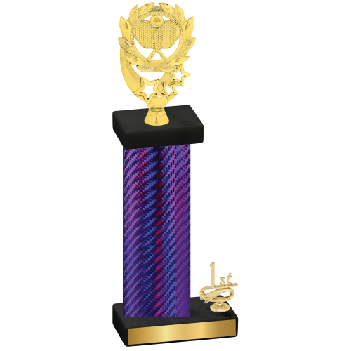 Accented Single Purple Carbon Fiber First Place Pickleball Trophy