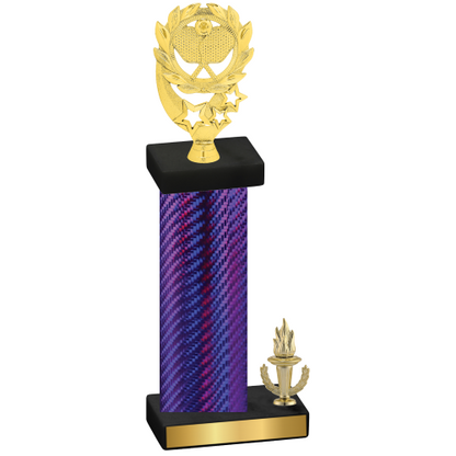 Accented Single Purple Carbon Fiber Victory Pickleball Trophy