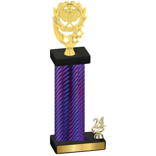 Accented Single Purple Carbon Fiber Year Pickleball Trophy