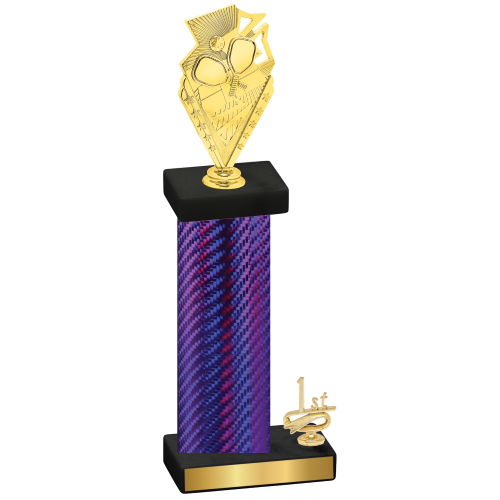 Accented Single Purple Carbon Fiber First Place Pickleball Trophy