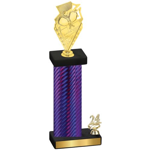 Accented Single Purple Carbon Fiber Year Pickleball Trophy