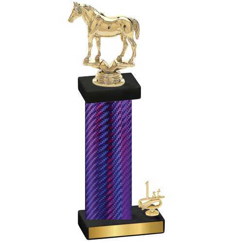 Accented Single Purple Carbon Fiber First Place Horses Trophy