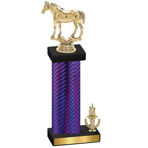 Accented Single Purple Carbon Fiber Victory Horses Trophy