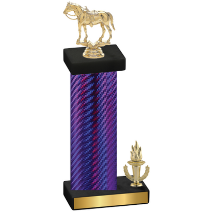 Accented Single Purple Carbon Fiber Victory Horses Trophy