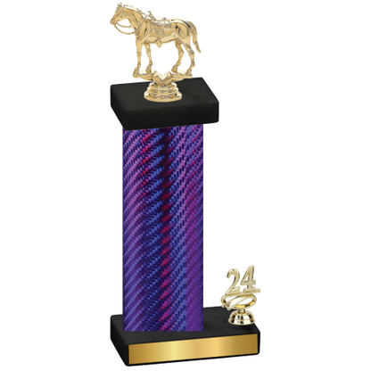 Accented Single Purple Carbon Fiber Year Horses Trophy