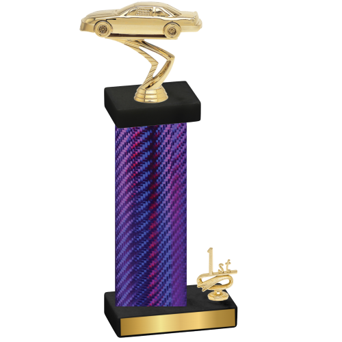 Accented Single Purple Carbon Fiber First Place Cars Trophy