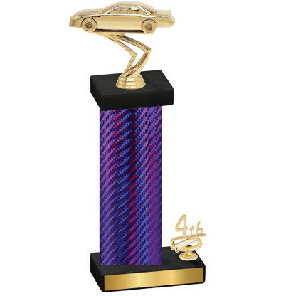 Accented Single Purple Carbon Fiber Fourth Place Cars Trophy