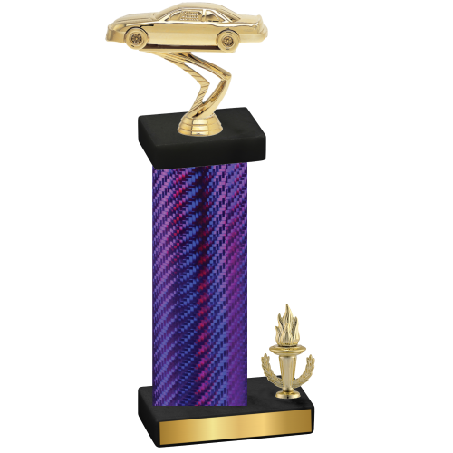 Accented Single Purple Carbon Fiber Victory Cars Trophy