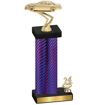 Accented Single Purple Carbon Fiber Year Cars Trophy