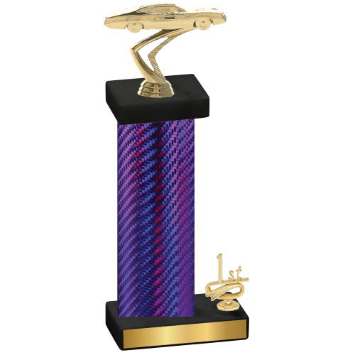 Accented Single Purple Carbon Fiber First Place Cars Trophy