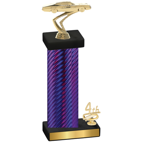 Accented Single Purple Carbon Fiber Fourth Place Cars Trophy