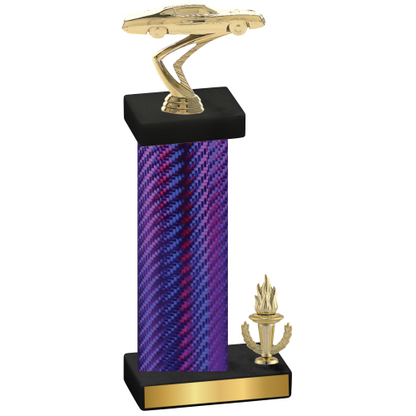 Accented Single Purple Carbon Fiber Victory Cars Trophy