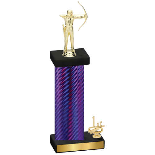 Accented Single Purple Carbon Fiber First Place Archery Trophy