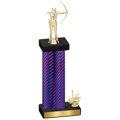 Accented Single Purple Carbon Fiber First Place Archery Trophy