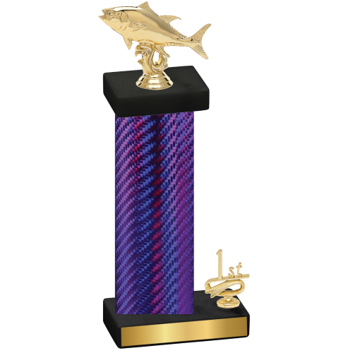 Accented Single Purple Carbon Fiber First Place Fishing Trophy