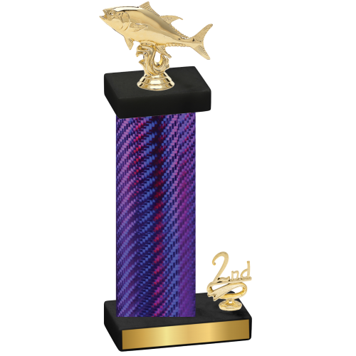 Accented Single Purple Carbon Fiber Second Place Fishing Trophy