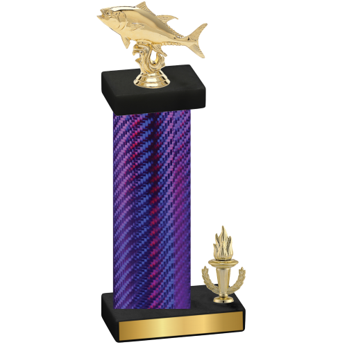 Accented Single Purple Carbon Fiber Victory Fishing Trophy