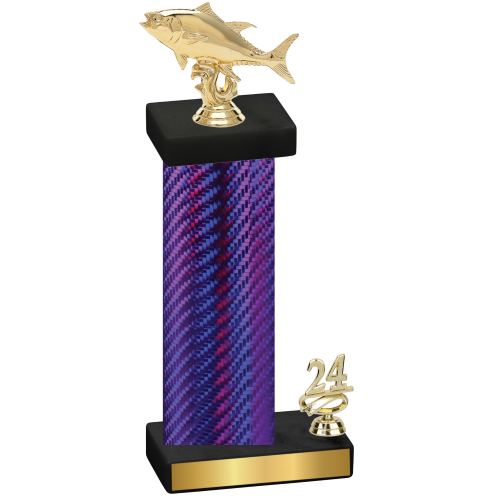 Accented Single Purple Carbon Fiber Year Fishing Trophy