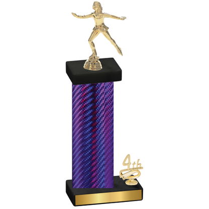 Accented Single Purple Carbon Fiber Fourth Place Skater Trophy