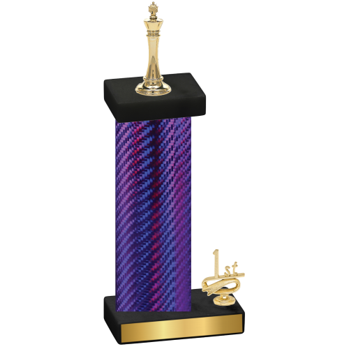 Accented Single Purple Carbon Fiber First Place Chess Trophy