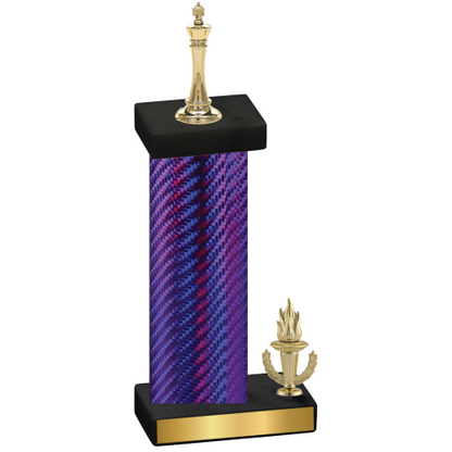 Accented Single Purple Carbon Fiber Victory Chess Trophy