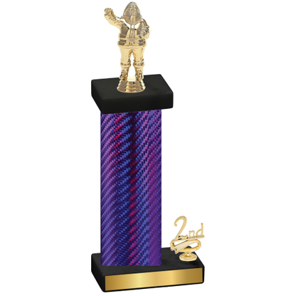 Accented Single Purple Carbon Fiber Second Place Holiday Trophy