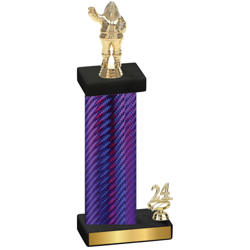 Accented Single Purple Carbon Fiber Year Holiday Trophy