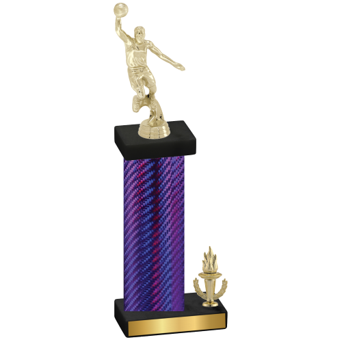 Accented Single Purple Carbon Fiber Victory Basketball Trophy