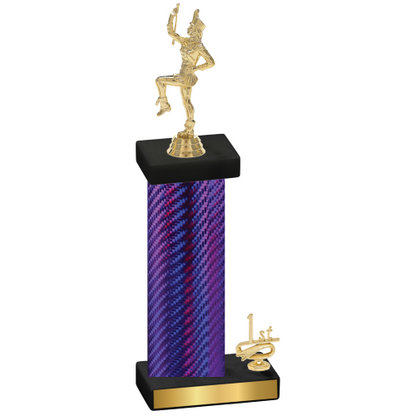 Accented Single Purple Carbon Fiber First Place Majorette Trophy