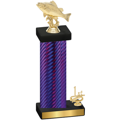 Accented Single Purple Carbon Fiber First Place Fishing Trophy