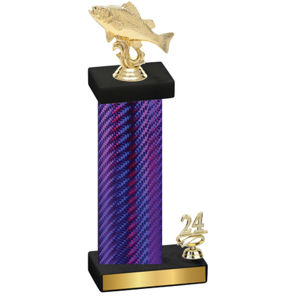 Accented Single Purple Carbon Fiber Year Fishing Trophy