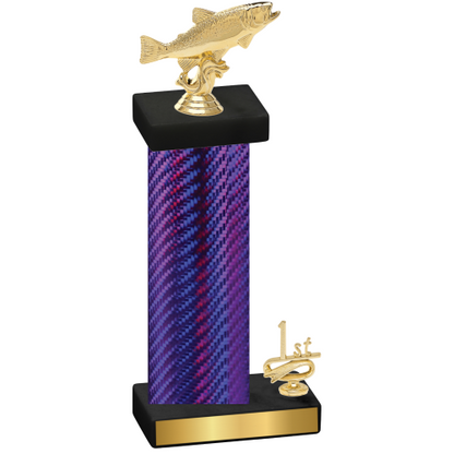 Accented Single Purple Carbon Fiber First Place Fishing Trophy