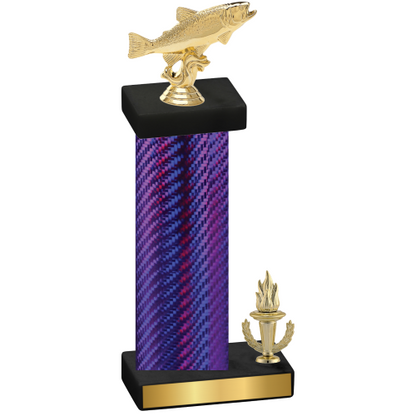 Accented Single Purple Carbon Fiber Victory Fishing Trophy